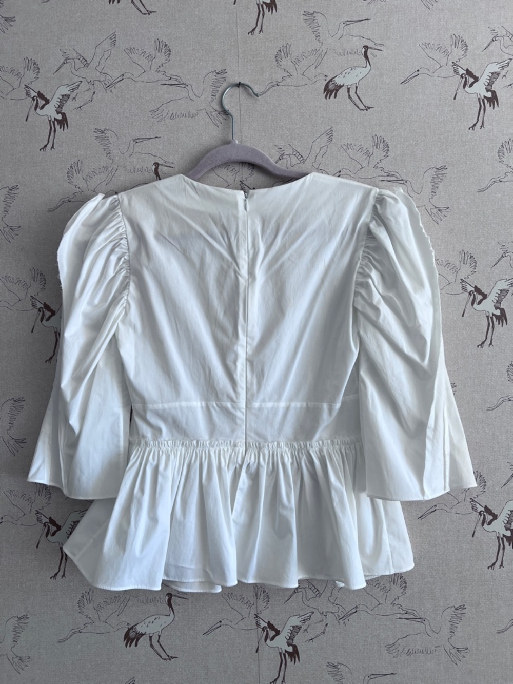 Brock collection white puff sleeve peplum blouse - Picture 10 of 12